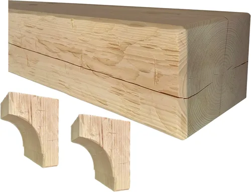 Vista 6 de J.H.Yoder Timbers 6" x 8" x 60" Viga de chimenea rústica maciza de madera de pino labrada a mano por artesanos Amish, de origen sostenible