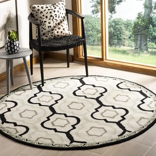 Vista 6 de SAFAVIEH Chelsea Collection - Alfombra decorativa de 1 pies 8 pulgadas x 2 pies 6 pulgadas, marfil y negro, lana de campo francesa enganchada a