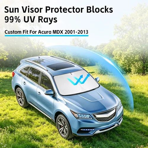 Vista 2 de Parasol para parabrisas Acura MDX 2001-2013, protector de parabrisas 300T, bloquea los rayos UV, ajuste personalizado, MDX para parabrisas