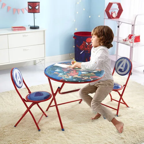 Vista 7 de Marvel Avengers - Juego de mesa y silla redonda plegable de 3 piezas, a partir de 3 años