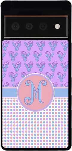 Vista 5 de Cats and Cactuses Polka Dots Personalized Initial Black Rubber Phone Case Compatible With Google Pixel 10, 10 Pro, 10 Pro XL, 9a, 9 Pro, Pixel 9