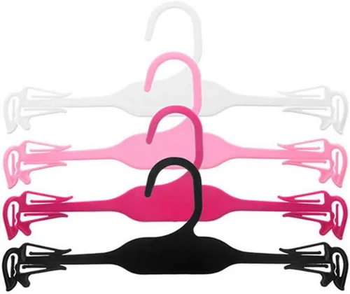 Vista 3 de WellieSTR Perchas de plástico elegantes, ideales para sujetadores, bragas, ropa interior, 10 pulgadas (paquete de 50, rosa)