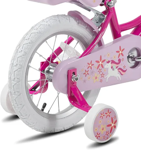 Vista 6 de JOYSTAR Unicorn Kids Bike for Girls Ages 2-9 Years Old, 12 14 16 18 Inch Kids Bike with Training Wheels, Doll Seat, Streamers and Basket, Toddler