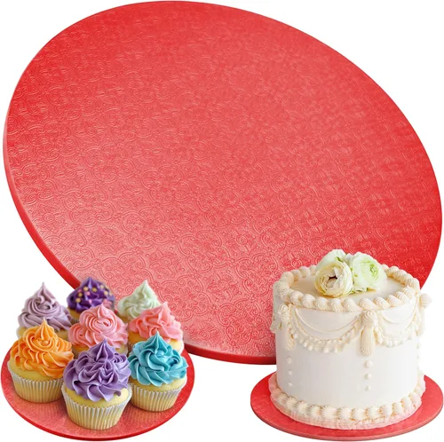 Vista 9 de Tablas para Pasteles - Paquete de 4, 12 pulgadas, Azul - Bases Redondas Reutilizables para Pasteles para Postres Espectaculares - Bases de Cartón