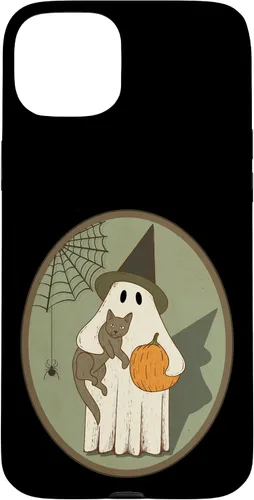 Vista 9 de iPhone 16 Vintage Ghost with Cat Halloween Graphic Case