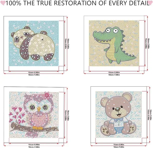 Vista 6 de HUBENDMC Kits de pintura de diamantes para niños, paquete de 6 gemas para niños, arte de diamantes fácil para principiantes, manualidades de puntos