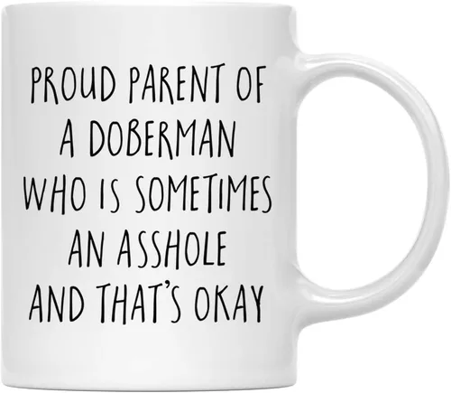 Vista 94 de Andaz Press Funny Dog - Taza de café de 11 onzas, regalo de broma, orgulloso padre de un afenpinscher que es a veces un gilipollas y eso está bien