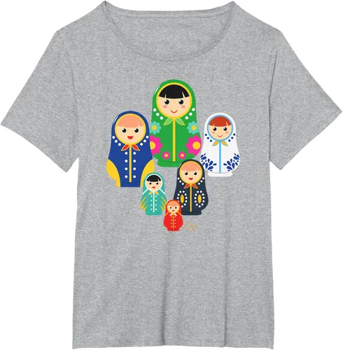 Vista 53 de Matryoshka Russian Nesting Dolls, Rusia - Camiseta de regalo, Azul / Patchwork, S
