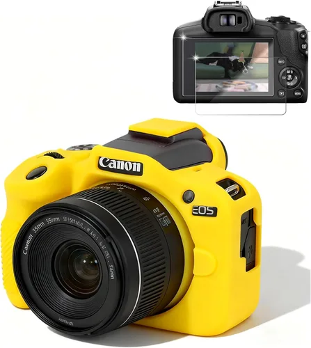 Vista 8 de Funda para cámara Canon EOS R100, funda protectora de silicona suave, antiarañazos, funda delgada con protector de pantalla, accesorios para Canon