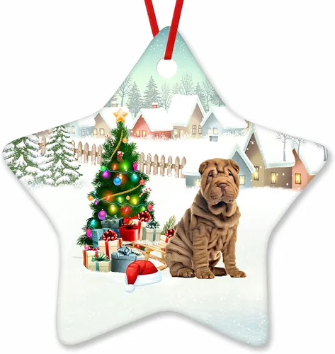 Vista 11 de Prezzy Airedale Terrier - Adorno para decoración de árbol de Navidad, regalos lindos para amantes de los perros, para familiares y amigos, nuevo