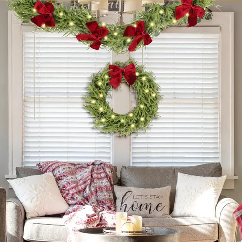 Vista 8 de HipTree - Guirnalda de Navidad de Norfolk preiluminada de 6 pies con luces