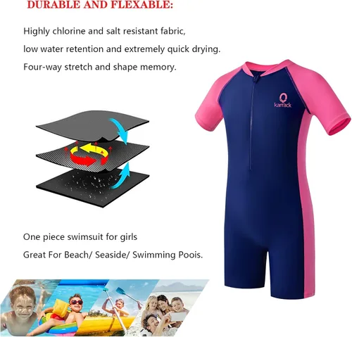 Vista 4 de karrack Traje de baño de una pieza para niñas y niños con protección solar UPF 50+