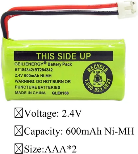 Vista 3 de BT184342 BT284342 - Batería recargable para teléfono compatible con AT&T BT18433 BT28433 BT-8300 BT1011 BT1018 Vtech