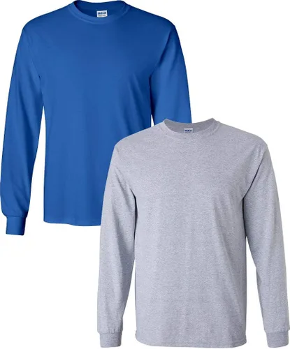 Vista 74 de Gildan - Camiseta de algodón y de manga larga para hombre, modelo G2400 (1) verde irlandés + (1) negro