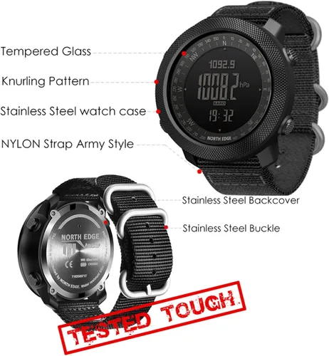 Vista 6 de HOOSHU Tactical Sports Watches for Men Digital Outdoor Survival Military Compass Rock Solid Digital Watches with Durable Band Steps Tracker