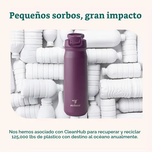 Vista 7 de REDUCE Hydrate Pro - Botella de agua aislada de acero inoxidable de 24 onzas, tapa abatible a prueba de fugas, apta para lavavajillas, sin BPA