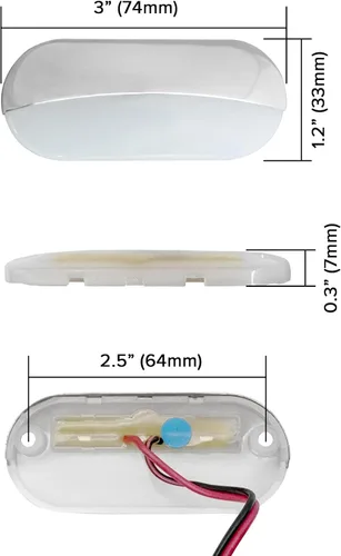 Vista 3 de Luces de paso para caravana, luces LED azules de cortesía para barcos, 3 pulgadas, 12 voltios, luz ovalada para cubierta para barco, yate marino