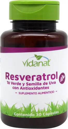 Vista 2 de Vidanat Resveratrol 300 mg – Suplemento antioxidante para la salud del corazón, antienvejecimiento y apoyo inmunológico – 30 cápsulas (paquete de 1)