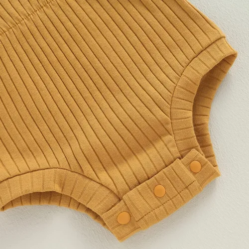 Vista 14 de Traje de verano para niña pequeña, de manga corta, acanalado, overol liso, pantalones cortos, ropa para recién nacidos