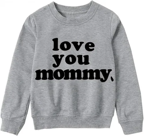 Vista 6 de Conjunto de sudadera de manga larga para mamá y mí con diseño de corazón para el día de San Valentín, para mamá y yo, sin botones, A#gris