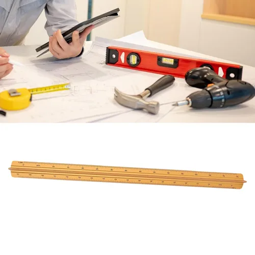 Vista 3 de Aluminum Architectural Scale Ruler, 30cm Concave Design (Gold)