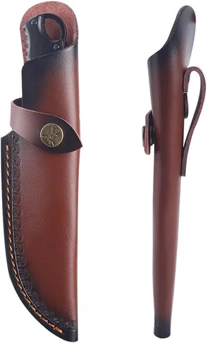 Vista 3 de MiOYOOW Funda de cuero para cuchillo, funda retro en relieve para cinturón para hoja de 4.7 x 1.6 pulgadas