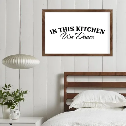 Vista 4 de Letrero de madera con marco, en This Kitchen We Dance Farmhouse rústico de madera enmarcada para colgar en la pared, arte de la cocina, decoración