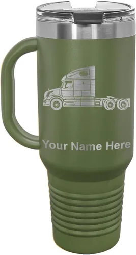 Vista 41 de LaserGram Taza de café aislada al vacío de 15 onzas, cabina de camión, grabado personalizado incluido (negro)