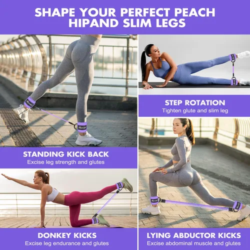 Vista 8 de Bandas de resistencia para entrenamiento, correa de tobillo con bandas de ejercicio, bandas de terapia física para entrenamiento de fuerza, yoga