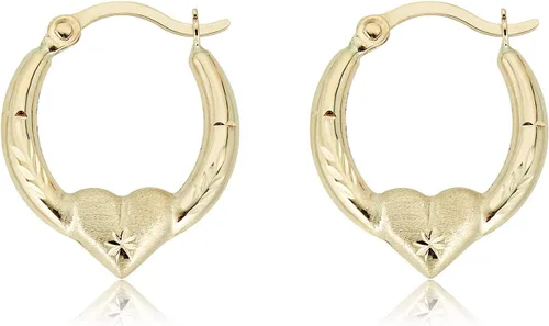 Vista 3 de AVORA Aretes de aro criollos de corazón de oro de 10 quilates: paquete de 3 tonos y oro amarillo, Plata de ley Oro amarillo