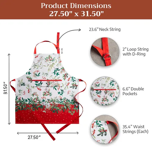 Vista 1234 de Maison d' Hermine Delantales para mujer con bolsillo, 100% algodón (27.50 x 31.50 pulgadas)