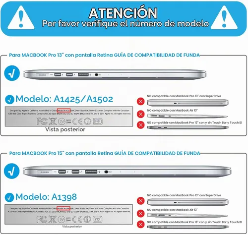 Vista 2 de IBENZER - Compatible con Funda para MacBook Pro de 13 Pulgadas 2015 2014 2013 Finales 2012 A1502 A1425, Carcasa Rígida con Cubierta para Teclado