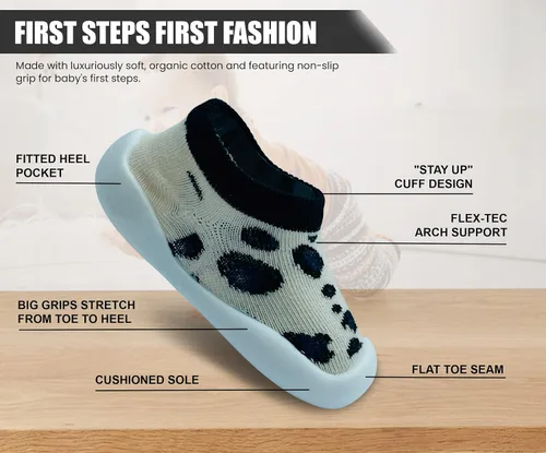 Vista 4 de Zapatos de bebé para niños y niñas, zapatos de primera caminata, antideslizantes, suela suave, zapatos de calcetín para bebés
