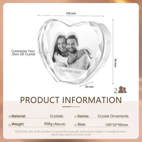 Vista 3 de Foto de cristal 3D, regalo personalizado para mujeres, hombres, mamá, papá, pareja, imagen personalizada en marcos de fotos de cristal, regalo