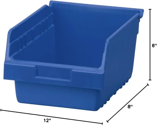 Vista 8 de Akro-Mils 30080 ShelfMax - Caja de almacenamiento de plástico para anidar, 12 pulgadas de largo por 8 pulgadas de ancho por 6 pulgadas de alto, Azul