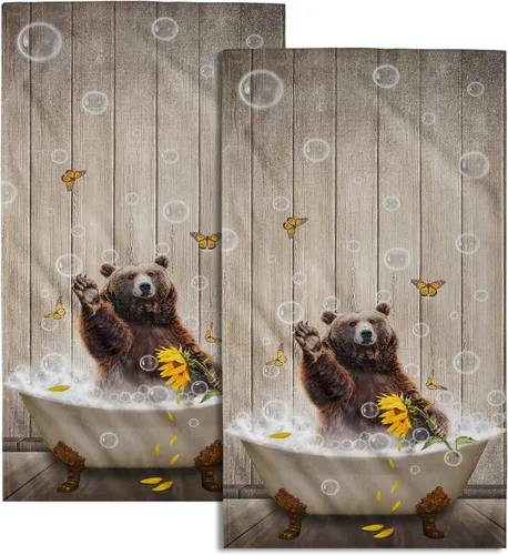 Vista 47 de Giwawa Juego de 2 toallas de mano con diseño de camión americano del 4 de julio, toallas de baño para el Día de la Independencia, suaves