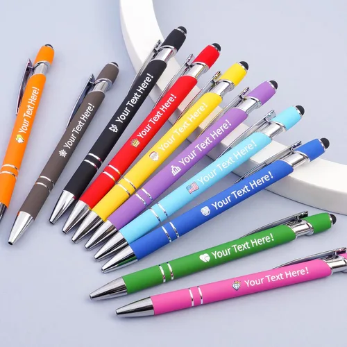 Vista 5 de Bolígrafos personalizados con lápiz capacitivo, bolígrafos personalizados impresos con tu logotipo o mensaje, ideales para regalos, promociones