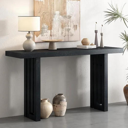 Vista 25 de Quarte Elegante mesa consola con tres cajones de almacenamiento, mesa de sofá extra larga para entrada, pasillo, sala de estar, vestíbulo, pasillo