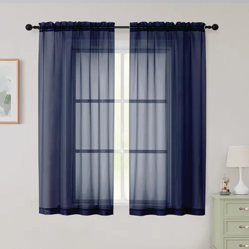 Vista 312 de 2 paneles de cortinas traslúcidas blancas para dormitorio, sala de estar, 96 pulgadas de largo, modernas, suaves, ligeras, con bolsillo para barra
