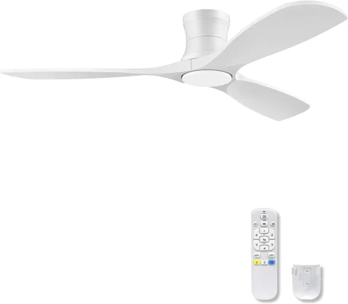Vista 12 de Ventiladores de techo de madera de 52 pulgadas con control remoto de luces, regulable, reversible, moderno ventilador de techo de madera blanca