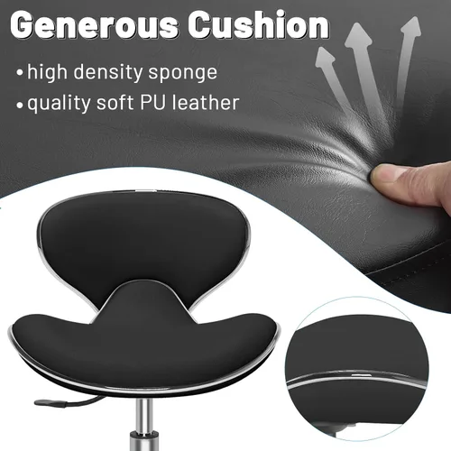 Vista 3 de SALONFACTORY Taburete con ruedas ajustable multiusos negro con respaldo Heavy Duty 400Lbs, 360 giratorio con ruedas, 5 pulgadas ajustable