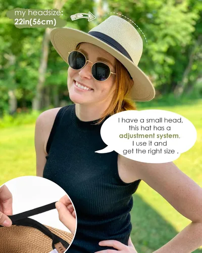 Vista 8 de FURTALK Womens Mens Wide Brim Straw Panama Hat Fedora Summer Beach Sun Hat UPF Straw Hat for Women