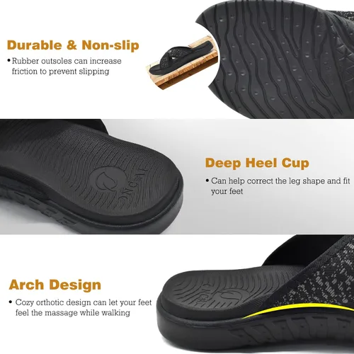 Vista 4 de ONCAI Sandalias cruzadas para hombre, soporte de arco, sandalias deportivas con plantilla ortopédica para fascitis plantar