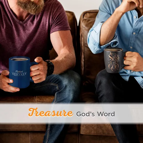 Vista 3 de Christian Art Gifts Taza de café de cerámica negra mate – 12 oz. Taza de café y té inspiradora sin plomo ni cadmio para hombres y mujeres