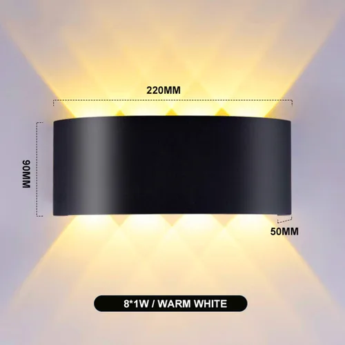 Vista 3 de Lámpara de pared LED moderna IP65, impermeable, para interiores y exteriores, apliques de pared de aluminio negro, blanco cálido para entrada
