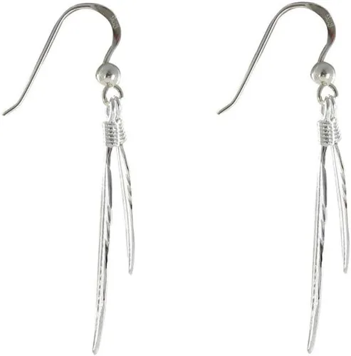 Vista 2 de Les Poulettes Jewels pendientes de plata de ley con formas de dos plumas.