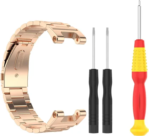 Vista 8 de FitTurn Compatible con las correas Amazfit T-Rex, pulsera elegante de repuesto de acero inoxidable sólido, correa ajustable de metal con Negro