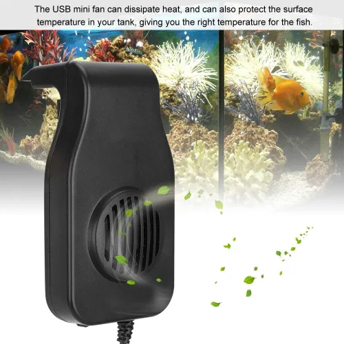 Vista 2 de Zerodis Mini ventilador de enfriamiento del acuario, enchufe ultra 100 240V del accesorio de la reducción de temperatura del silencio de los pescados