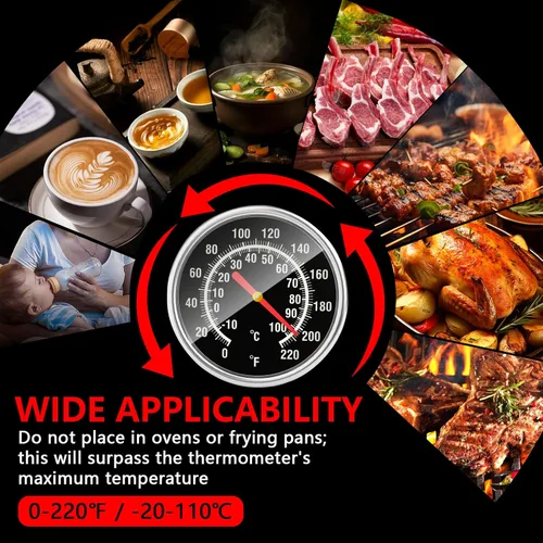 Vista 5 de Termómetro de carne de lectura instantánea – Termómetro de alimentos de acero inoxidable para asar a la parrilla, cocinar, barbacoa, temperatura