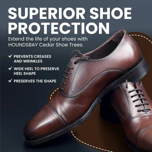 Vista 2 de HOUNDSBAY Paquete de 2 árboles de zapatos para hombres, estiradores de zapatos de madera para hombres, árboles de zapatos de cedro para hombres